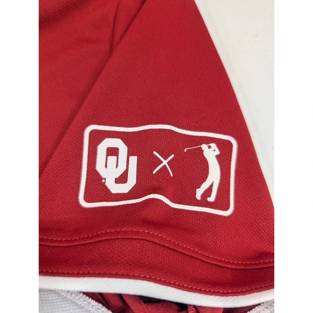 Oklahoma Sooners Golf Team Polo Shirt Mens  Large Red‎ Nike Dri Fit Short Sleeve